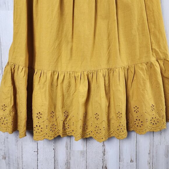 Knox Rose Eyelet Short Sleeve Boho Dress Mustard Size XS - Picture 10 of 11